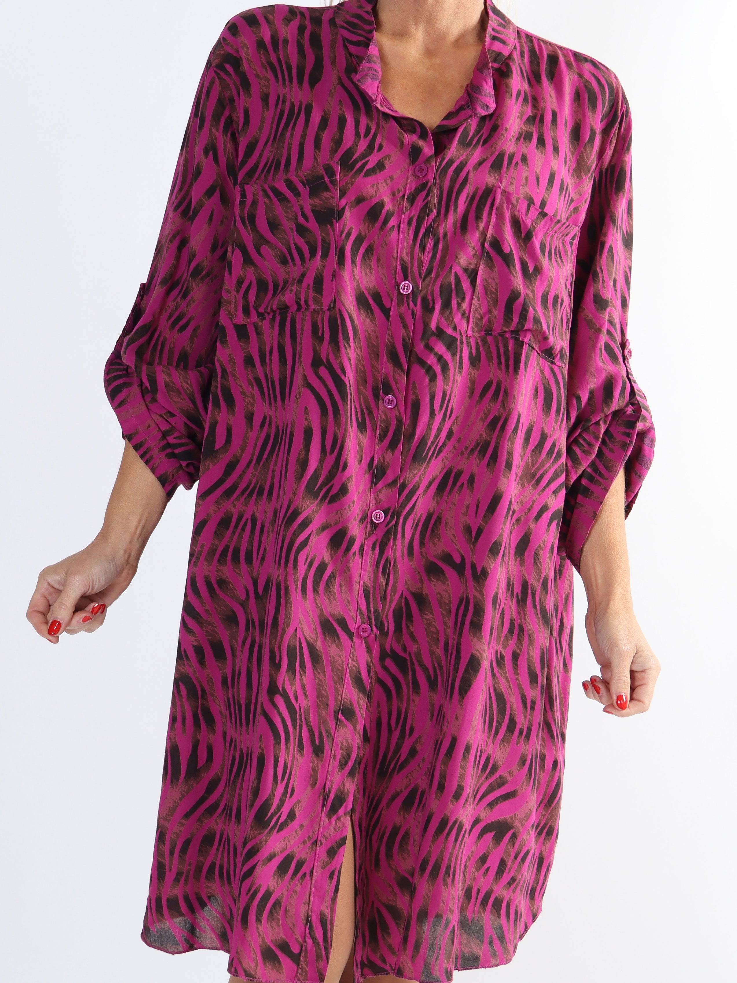 Firenze - Plus size skjorte i bomuld med dyrestriber